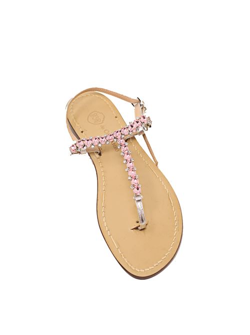 Flat pink jewel sandals Da Costanzo | PIETREESWAROVSKIROSA